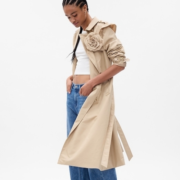 Gap x LoveShackFancy Trench Coat in Wicker Tan size L NWT - Picture 1 of 10